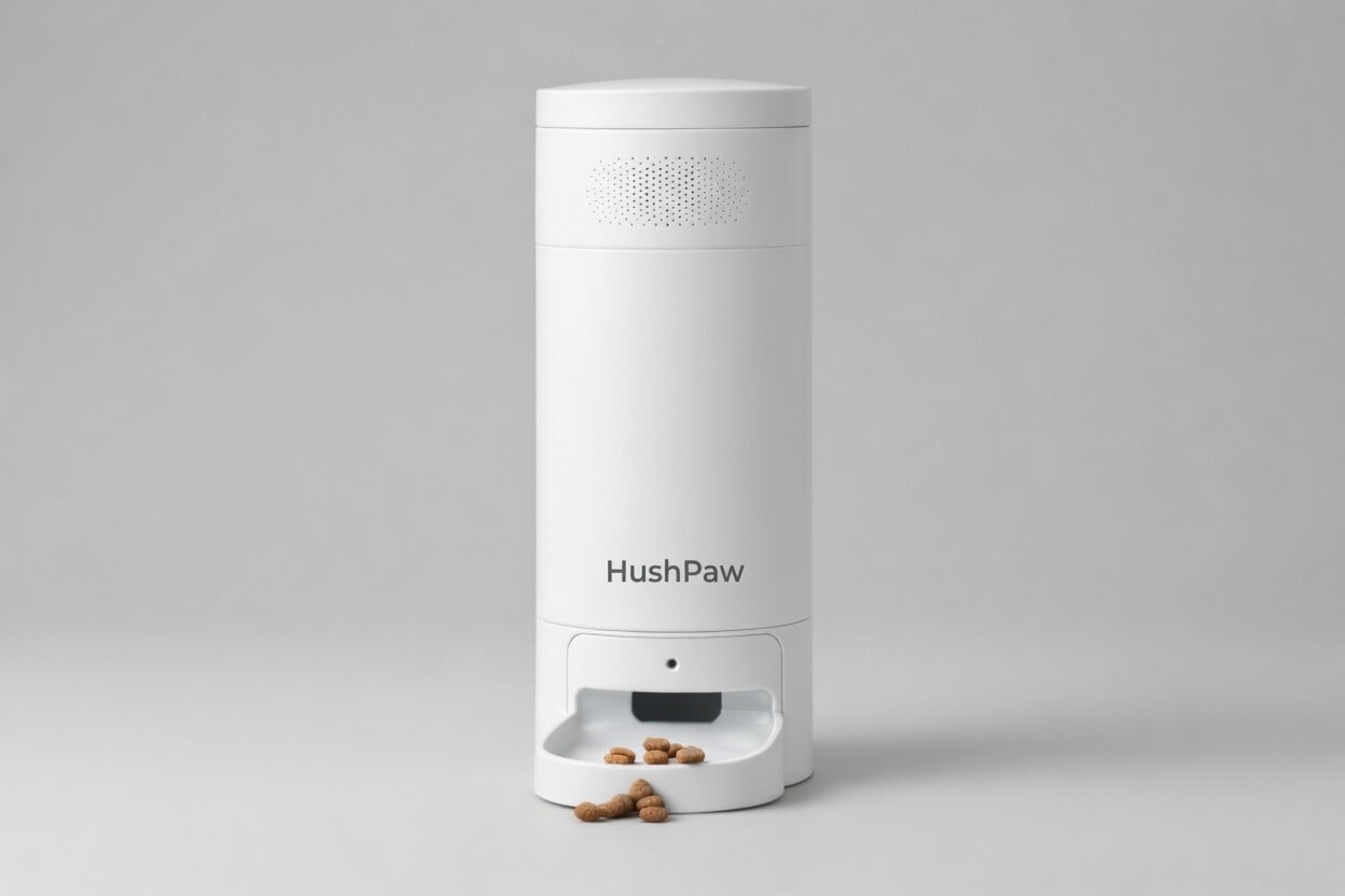 HushPaw Speaker Dispenser concept in white